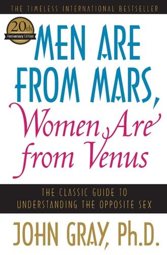 Book cover for Men Are From Mars, Women Are From Venus with text against a white background