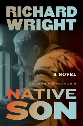 Native Son by Richard Wright. Book cover shows a man smoking a cigarette out a window.