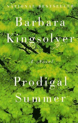 The cover of Prodigal Summer depicts a full cover image of a tree with lots of vibrant green foliage