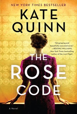 The cover of The Rose Code depicts a picture of a women from behind in a pink 1900s outfit and updo against a yellow background