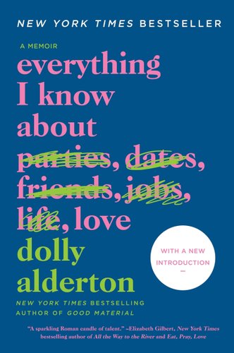 Everything I know About Love by Dolly Parton, blue background with the title and additional words scratched out.