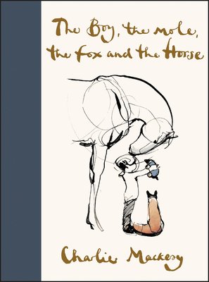 The title is in dark brown cursive lettering at the top. A horse, a little boy, and a fox sit below the title. The author's name is at the bottom. It's all set against a white and gray background.