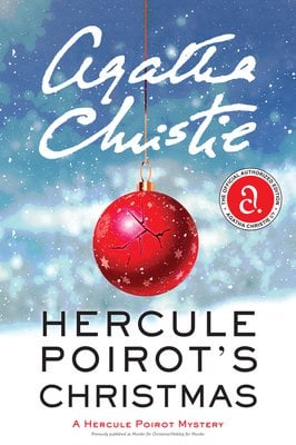 Hercule Poirot's Christmas showing a snowy background with a cracked red ornament in the center.