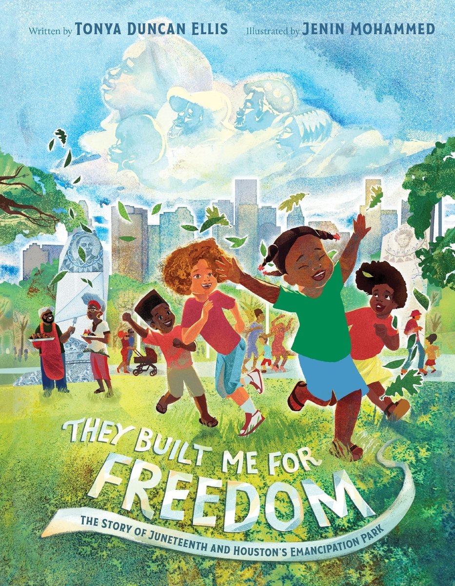 They Built Me for Freedom by Tonya Duncan Ellis book cover with Black children running around in the grassy area of a park.