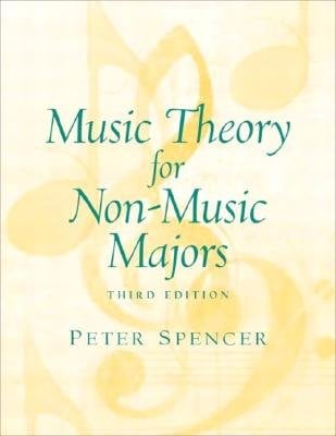 The cover of Music Theory for Non-Music Majors by Peter Spencer. The background has soft yellow musical notes against a pale background. The title is written in a blue calligraphy font.