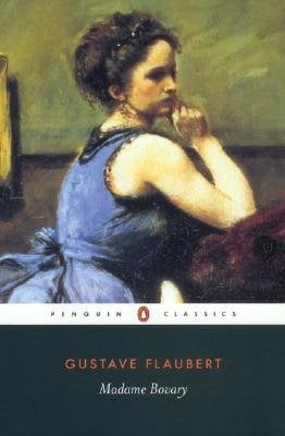 Madame Bovary by Gustave Flaubert's cover depicts the painting of a woman in a blue dress.