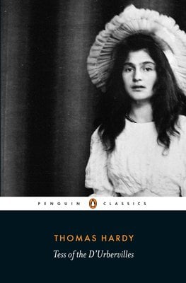 Tess of the d'Urbervilles by Thomas Hardy, historical fiction novel cover depicting a portrait of a young girl.