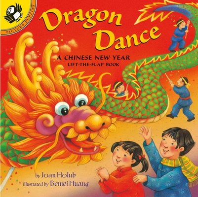 Large, colorful dragons and young children.