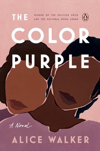 The Color Purple book cover, depicting two faceless black women embracing