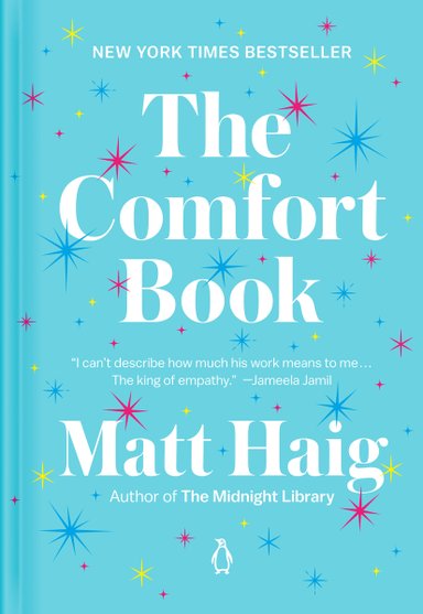 Almost like a birthday celebration banner, the blue surprise of the cover is complemented by multi-coloured sparkles. It specifically highlights the comforting nature of Matt Haig’s writing.