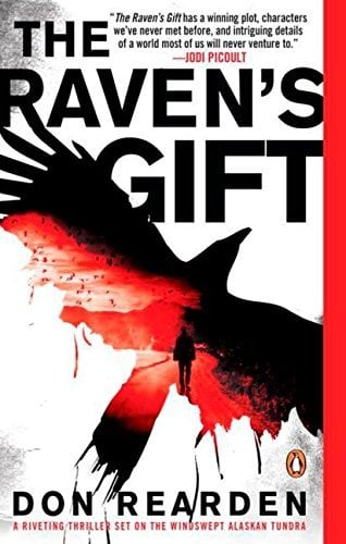 The Raven's Gift by Don Reardon cover; silhouette of flying raven with man walking down red road within it