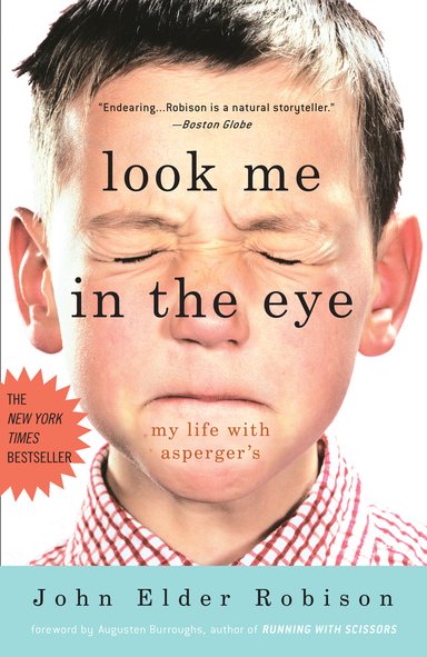A young boy tightly shuts his eyes and mouth, as if trying to shut the world away. The title of the book is printed around his eyes.
