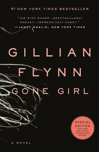 Gone Girl cover by Gillian Flynn, strands of blonde hair on a black background.