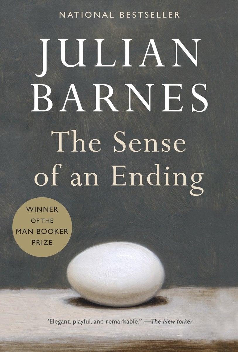 the cover of Julian Barnes's The Sense of an Ending, with the painting of an egg on a table