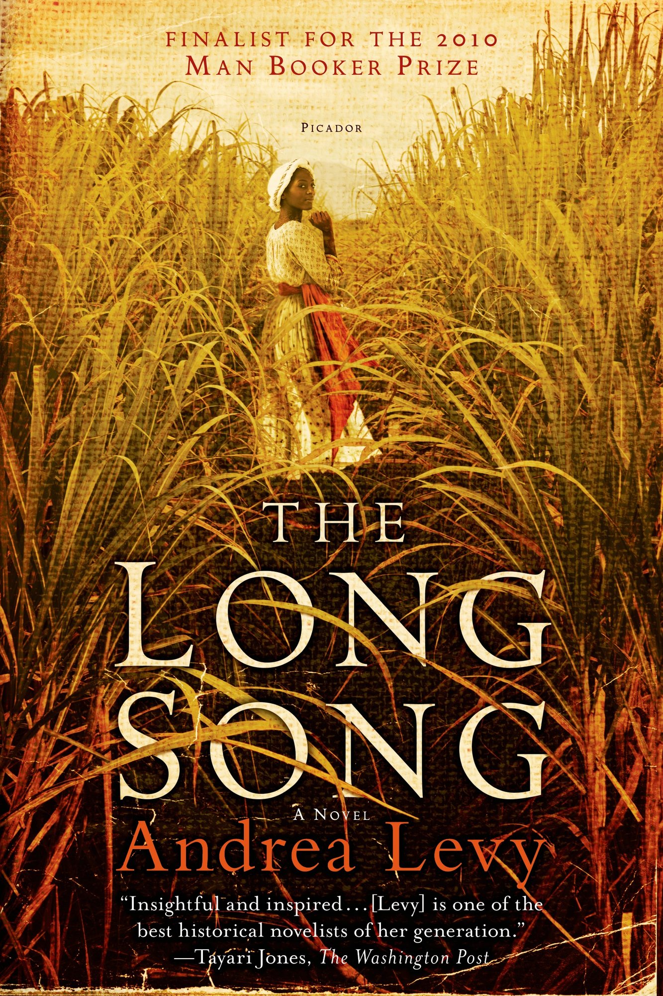 The Long Song by Andrea Levy book cover featuring a young Black woman walking in a field.