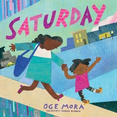 Front cover of "Saturday," showing a mother and daughter walking on the street together.