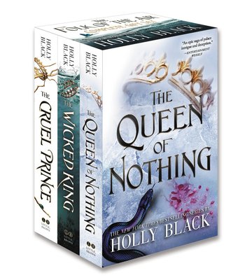 The Folk of the Air Series by Holly Black. The first three books in the series -- "The Cruel Prince," "The Wicked King," "The Queen of Nothing."