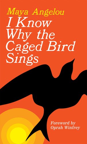 I Know Why the Caged Bird Sings by Maya Angelou cover; black silhouette of bird flying away from yellow spiral