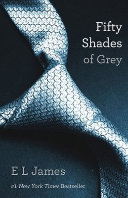 Fifty Shades of Grey by E. L. James book cover with a gray tie.