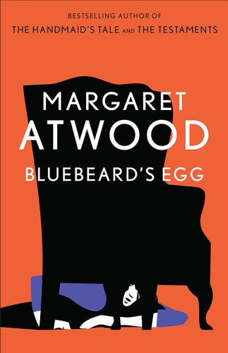 Bluebeard's Egg cover by Margaret Atwood, a woman hiding under a large chair.