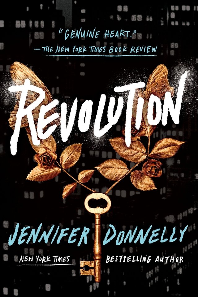 Revolution by Jennifer Donnelly. Has a key on twin golden branches with butterflies at the ends, under the title.