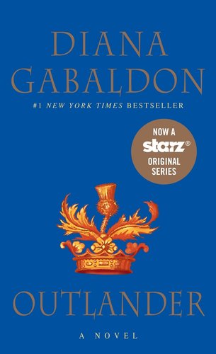 Outlander by Diana Gabaldon book cover with a fancy gold crown.
