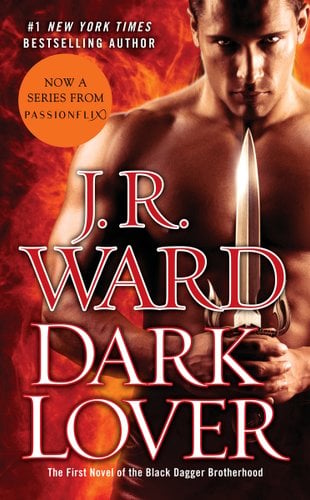 Dark Lover by J.R. Ward book cover with a man holding a sword