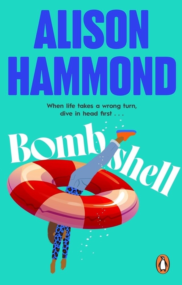 Bombshell by Alison Hammond book cover featuring a Black woman diving into a donut floatie.