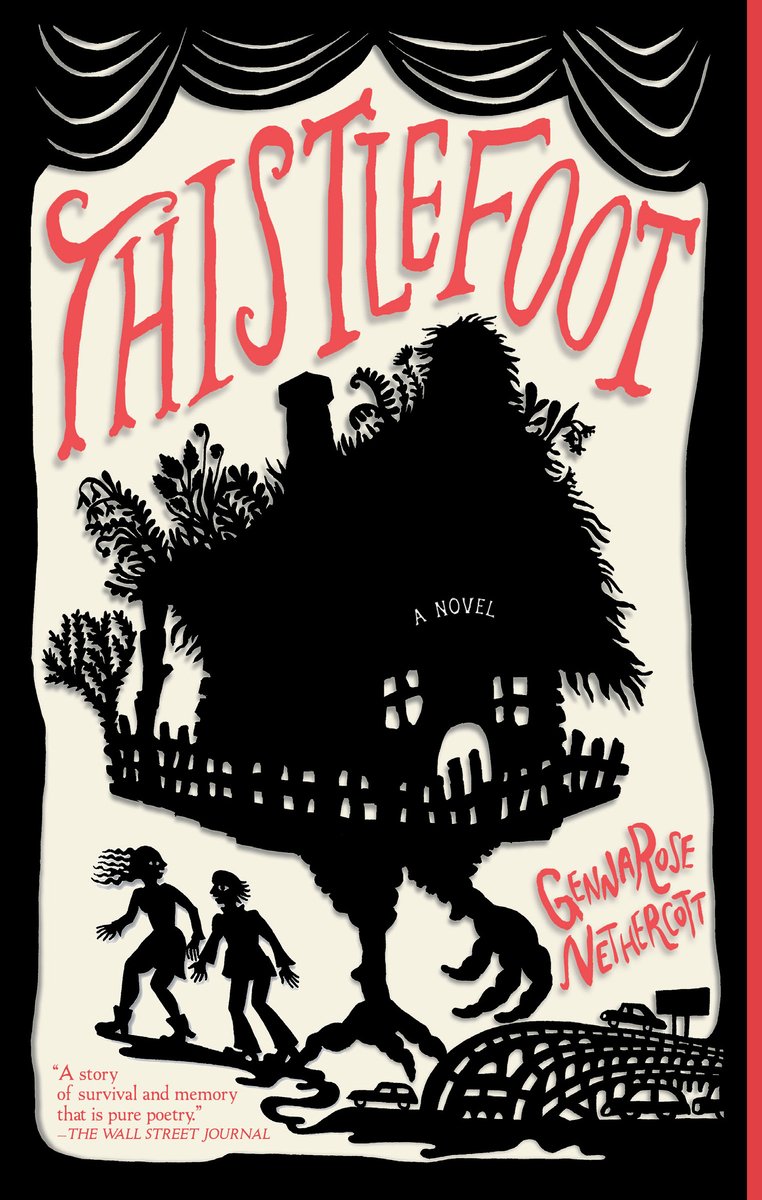 Thistlefoot cover, black and white chicken house with siblings and traffic miniature in the foreground.
