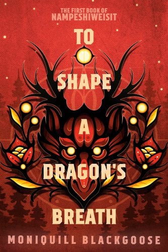 The cover is red with a dragon in the center. The dragon has piercing yellow eyes and is surrounded by red and yellow flowers.