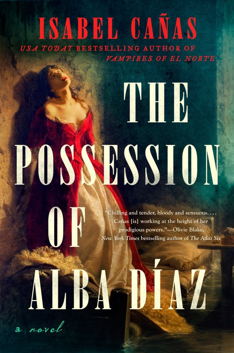 The cover features a young woman standing barefoot on a bed with her back pressed against a wall as water floods the room around her. The scene is bathed in cool blue and white lighting/