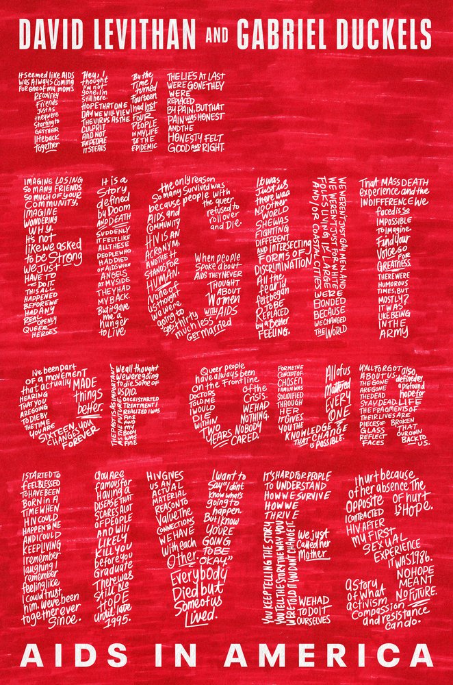 A title made up of powerful text, in white, on a red background. The subtitle and author's name are in white.