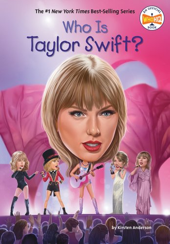 Who is Taylor Swift book cover, with five standing paper dolls of Taylor on stage at a concert.