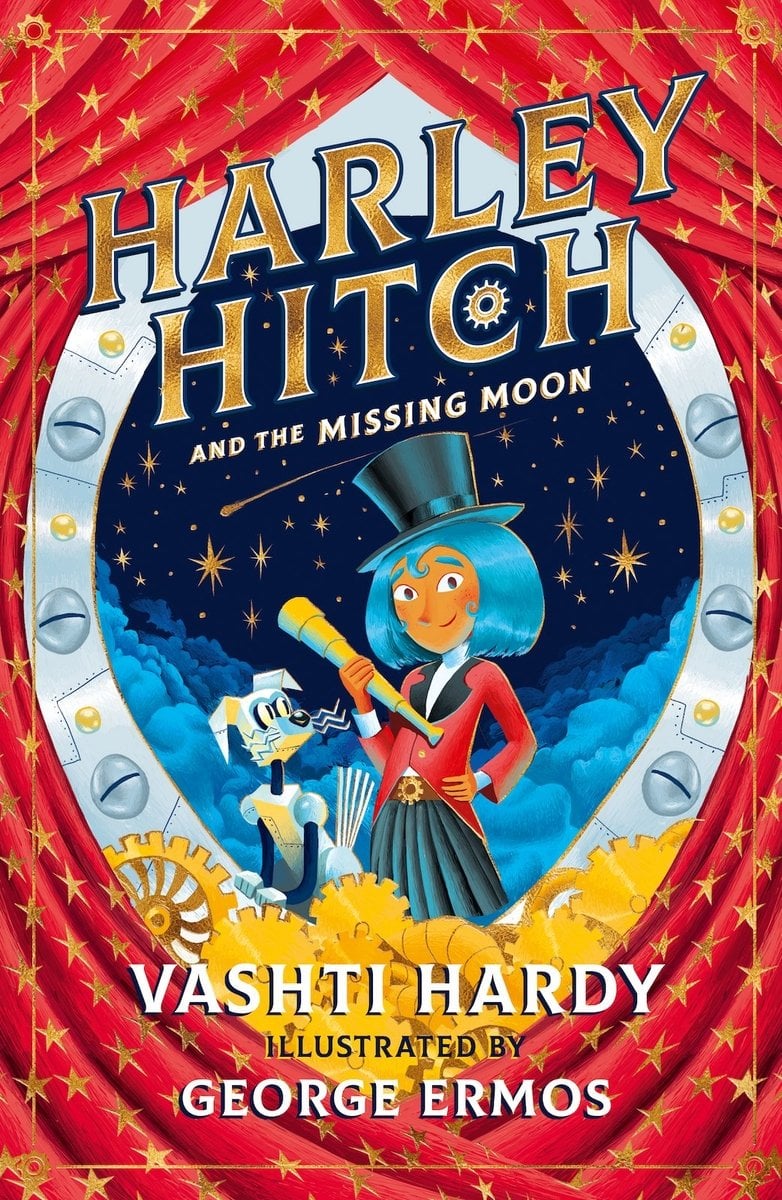 Front cover of Harley Hitch and the Missing Moon by Vashti Hardy, illustrated by George Ermos