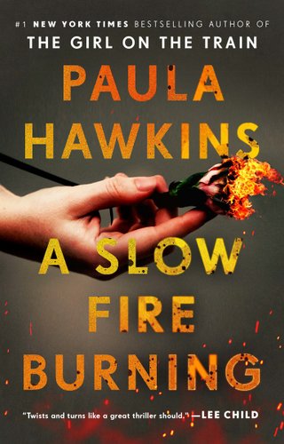 The words A Slow Fire Burning set against a lone hand holding a burning rope.
