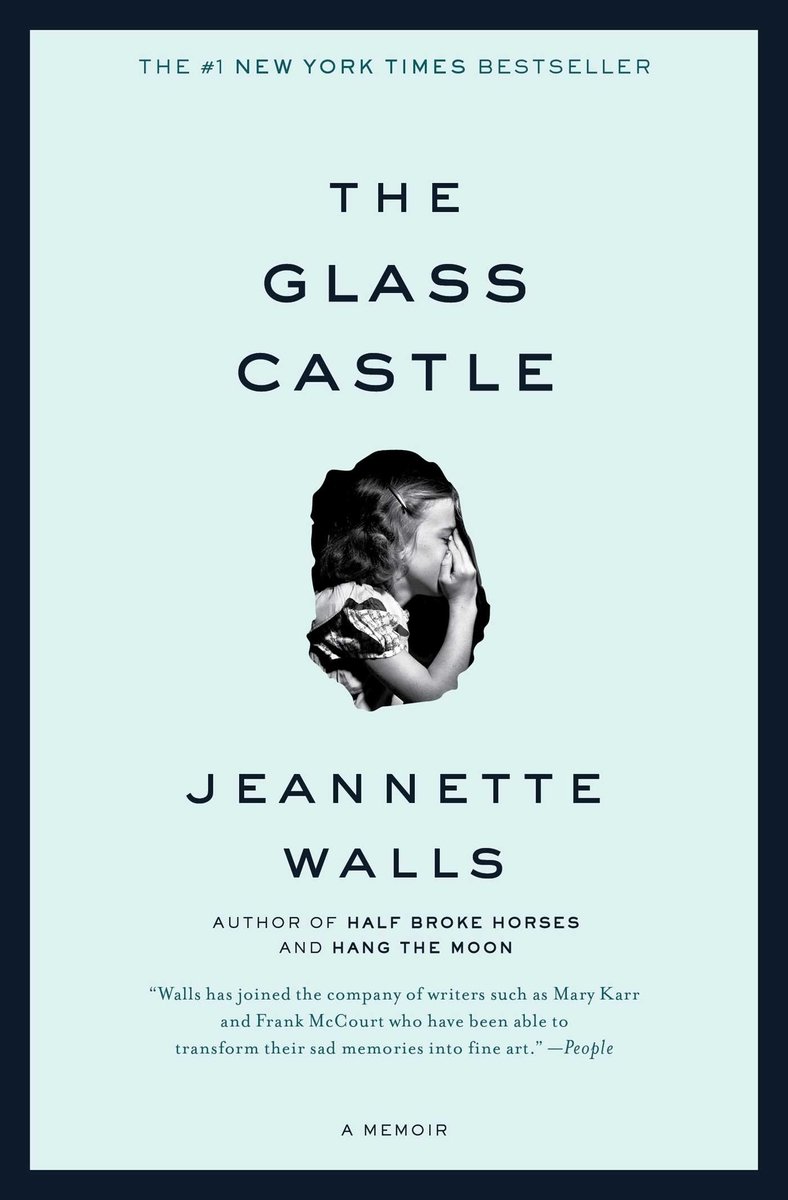 A book cover with a little girl with her hand covering her nose. This image is in black and white whereas the rest of the cover is a light blue. the title and author are written on the front in black.