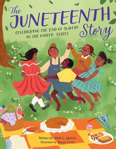 illustrated cover of 5 young kids playing at a picnic outside