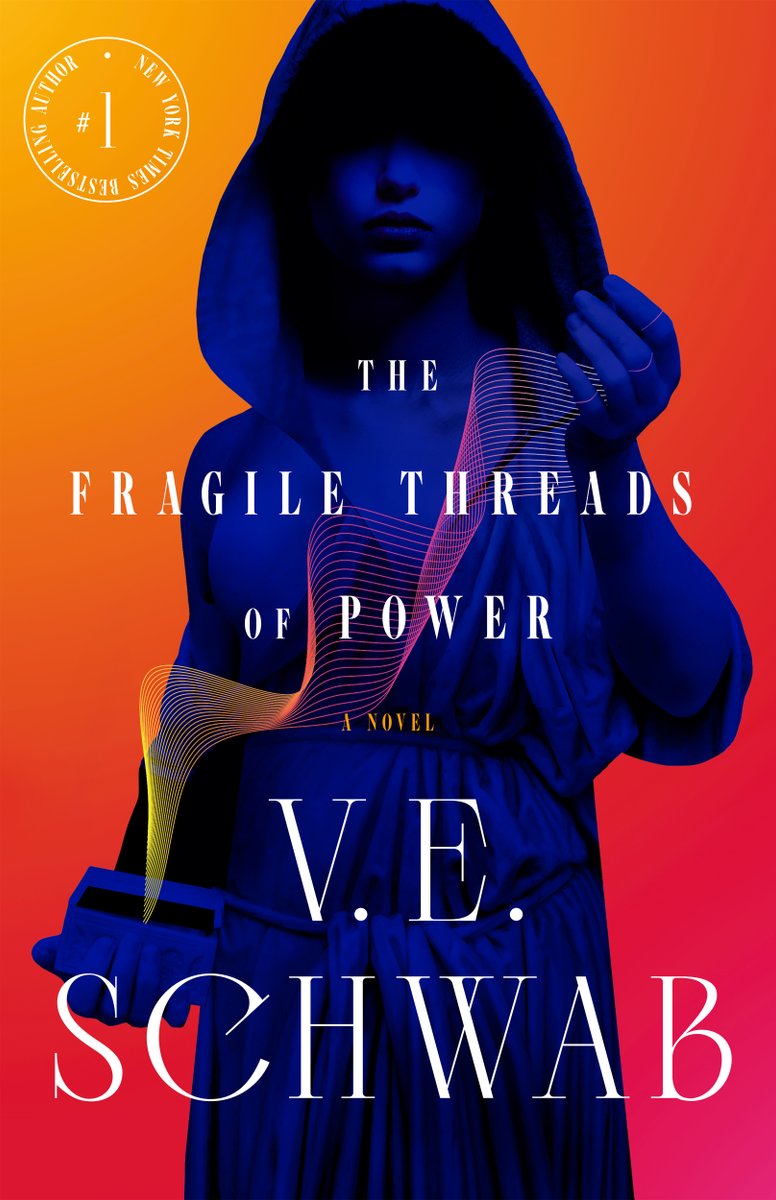 The Fragile Threads of Power cover by V. E. Schwab. A young woman wearing a hooded cloak and doing magic.