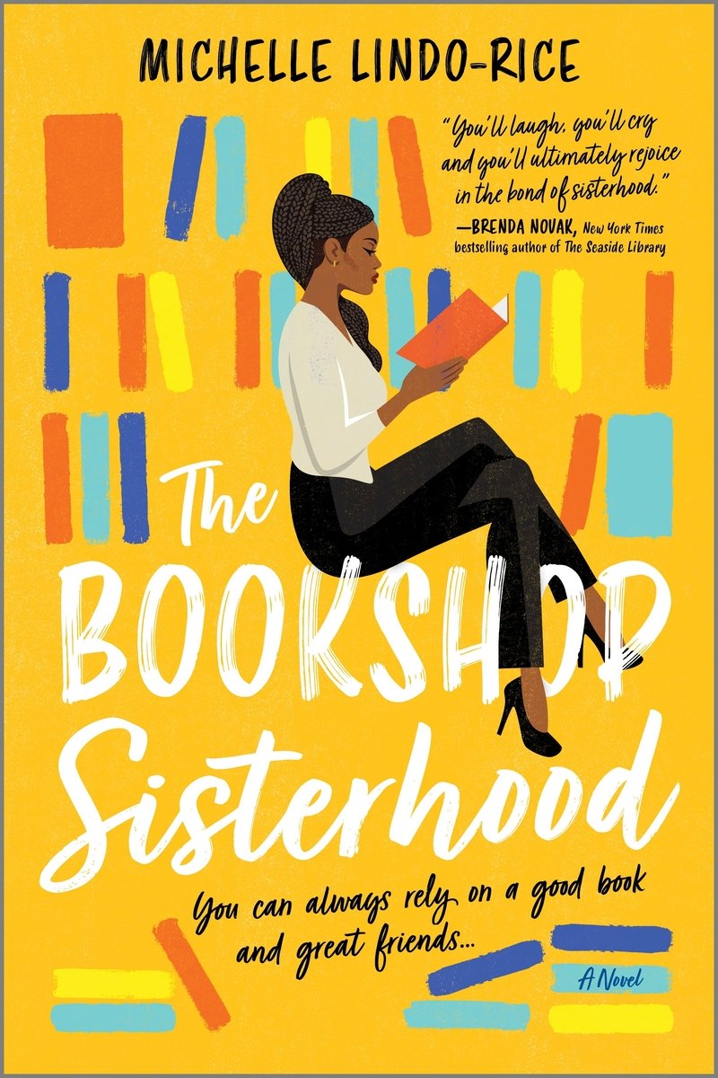 The Bookshop Sisterhood by Michelle Lindo-Rice book cover featuring a Black woman reading an open book.