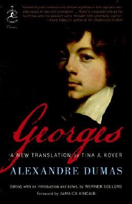 The cover of Georges, a novel by Alexandre Dumas, featuring a young man's face half in shadow and red writing for the title