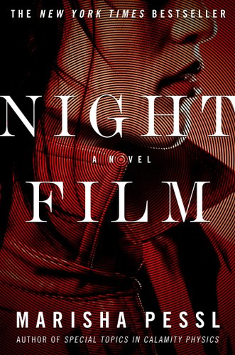 Night Film by Marisha Pessl cover, a woman wearing a blood-red trench coat.