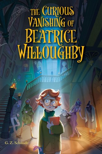 A child stands with a book clutched in their hands. Adults of various ages stand menacingly around him in a home with a large grand staircase.