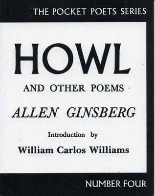 Cover of "Howl and Other Poems" by Allen Ginsberg. It is black and white with the title in all black.