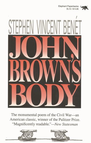 Book cover of John Brown's Body with big red letters on a black square on a white background with two cannons facing each other on the bottom.