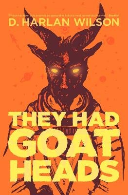 IMAGE VIA BOOKSHOP.ORG, book cover depicting a goat headed man in illustration on an orange background with planets.
