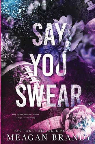 The title is in large, white lettering and is set in the center. The author's name is in white lettering at the bottom. In the background are flowers and footballs in pale blue and purple colors.