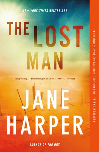 The Lost Man by Jane Harper, book cover. There is a desert and blue sky with the sun shining down.