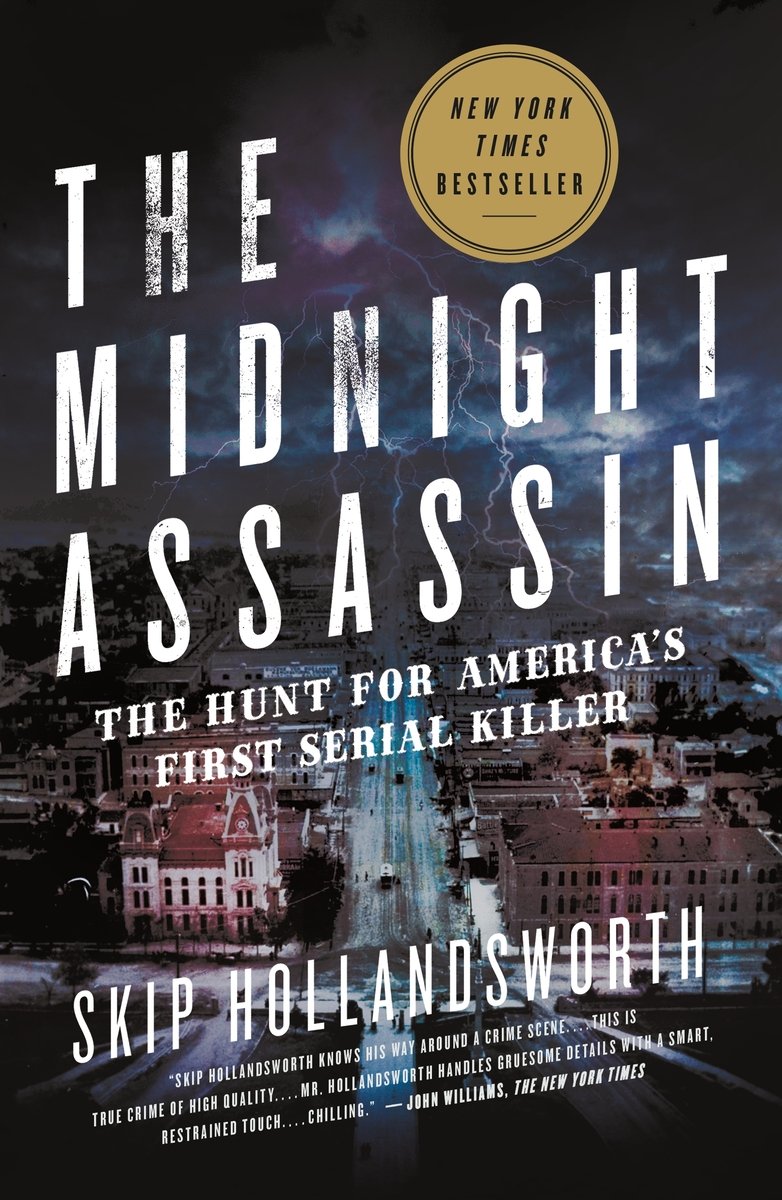 The cover of The Midnight Assassin, a true crime book, depicts a photo of London