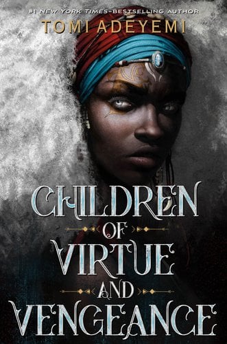 A young Black girl with stark white curls and clear eyes is wearing a blue and red headscarf with a blue gem in the center of her forehead. The title is in large, blue-white lettering below the girl. The author's name is in faint yellow lettering above the girl.