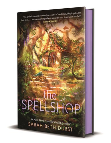 The Spellshop by Sarah Beth Durst, cozy fantasy book cover.